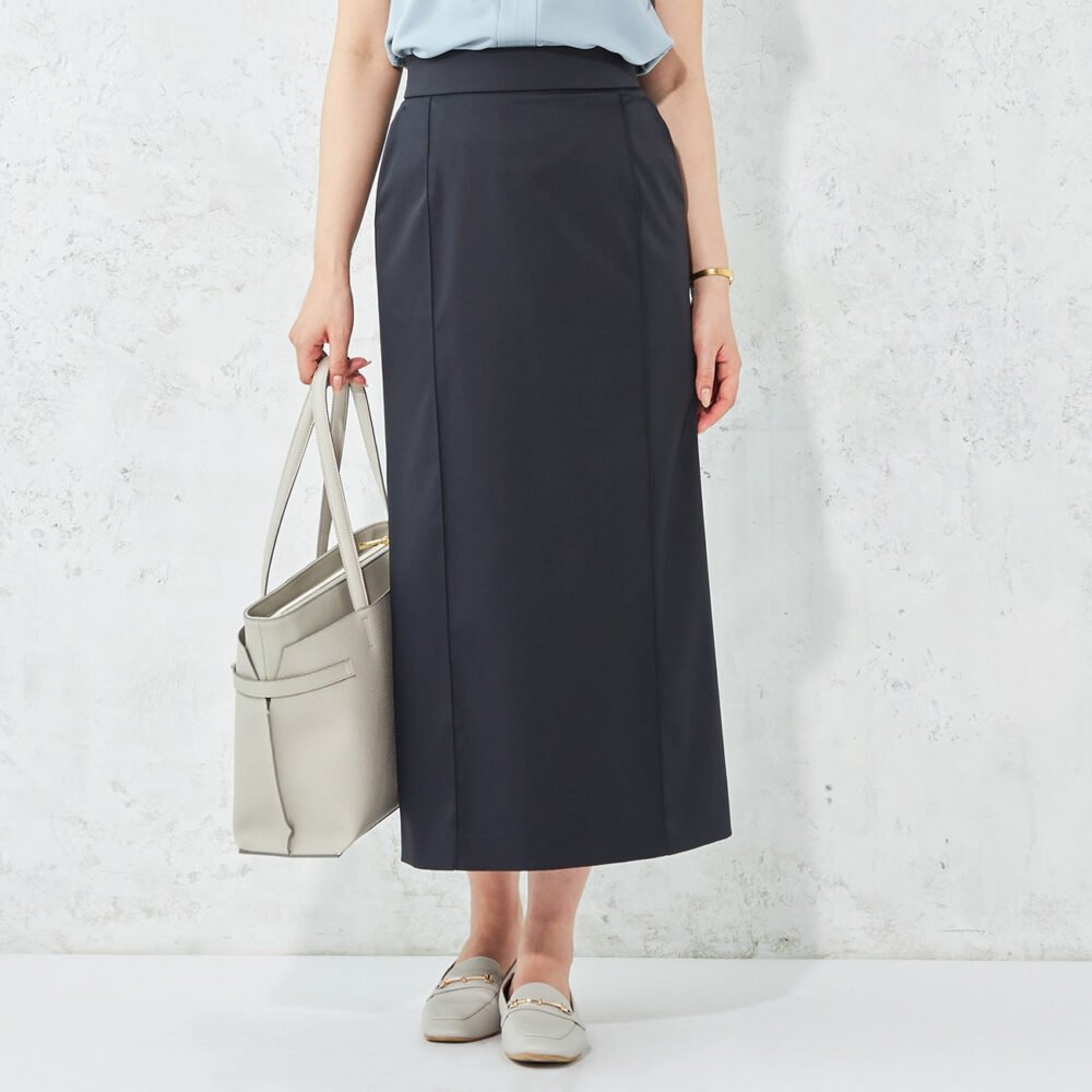 Water-repellent Stretch Long Skirt - Navy - Image 2