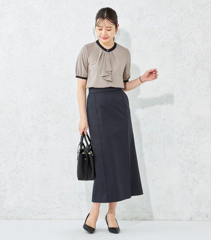 Water-repellent Stretch Long Skirt - Navy